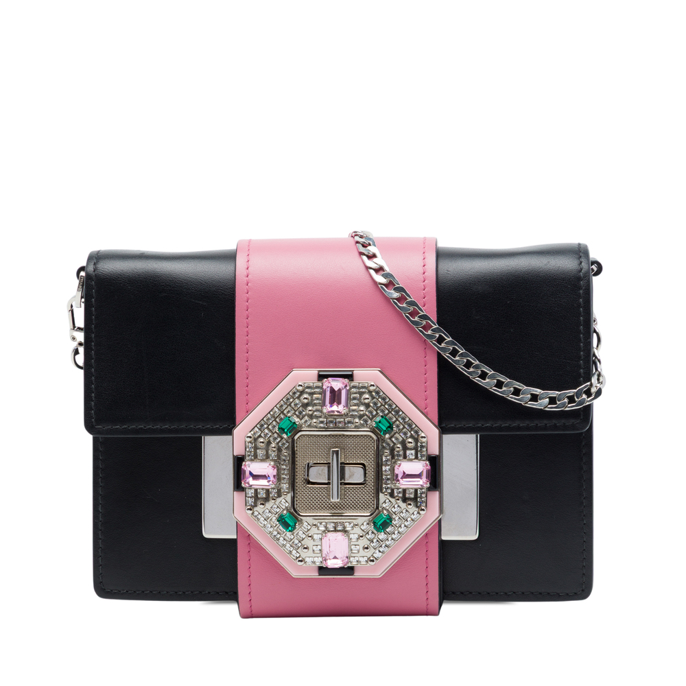 Pre-Loved Prada City Calf Crystal Embellished Ribbon Bag